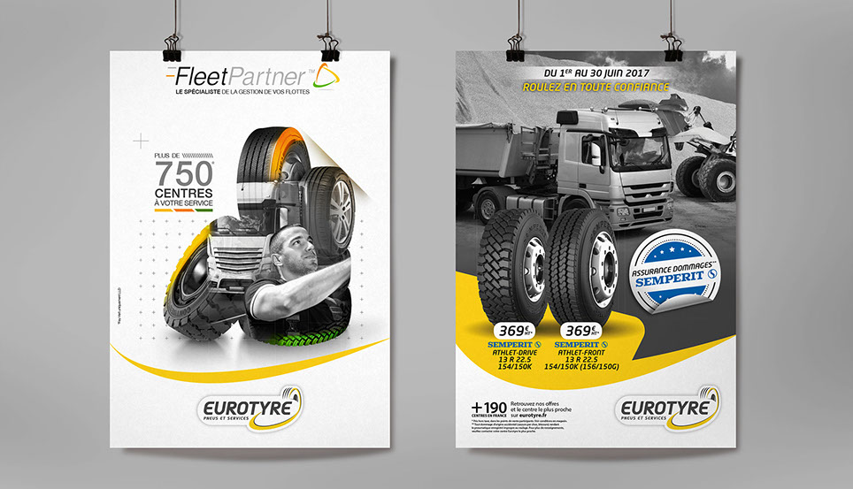 Présentation de 2 affiches pour la société Eurotyre.